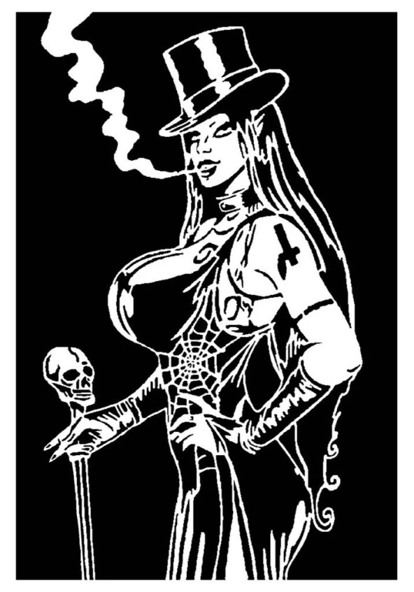 Goth Kız Stencil Plastik Aparat