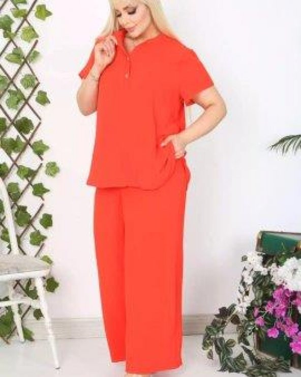Truva Xxl Büyük Beden Kadın Giyim Alt Üst Takım Renkli Tlm183 - 4