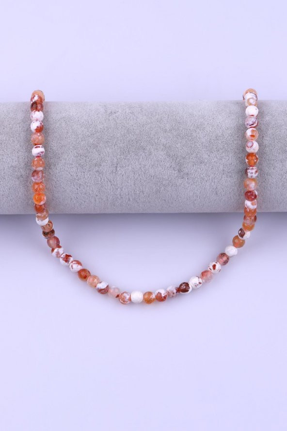 Beyaz Akik Doğal Taş Dizi 6 mm Fasetli Küre Kesim - Resim 2