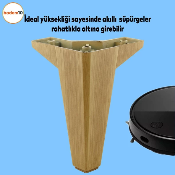Sedir Lüks Mobilya Kanepe Tv Ünitesi Koltuk Ayağı 15 Cm Desenli Açık Ceviz Baza Ayakları (4 ADET) - 3