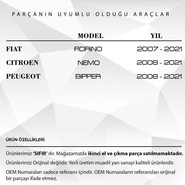 Fiat Fiorino, Citroen Nemo, Peugeot İçin Bagaj Kilit Karşılığı - 2