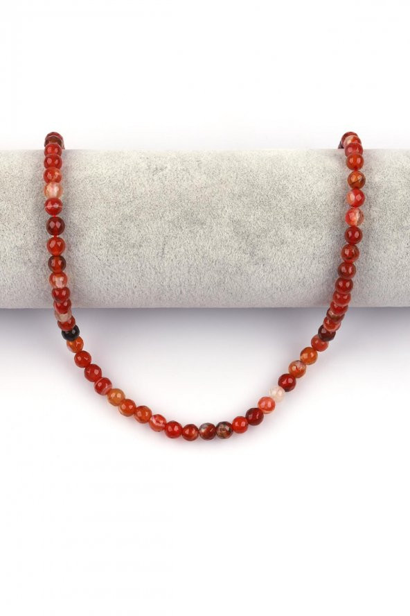 Kahverengi Akik Doğal Taş Dizi 6 mm Fasetli Küre Kesim - Resim 2