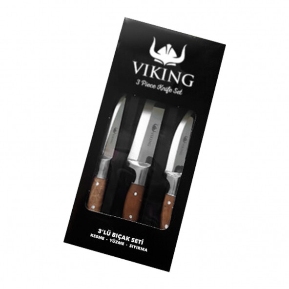 VİKİNG EL DÖVMESİ 3'LÜ BIÇAK SETİ - 4