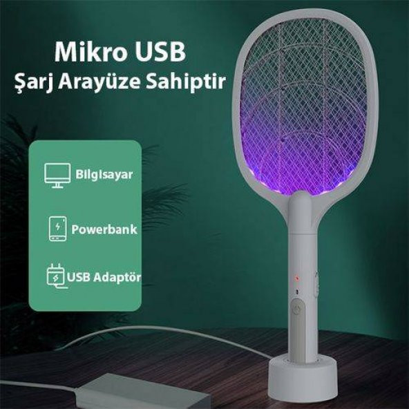 Polham 3000W Şarjlı UV Işıklı Elektrikli Sivrisinek Kovucu Öldürücü MasaÜstü El Tutmalı Sinek Kovucu - 4