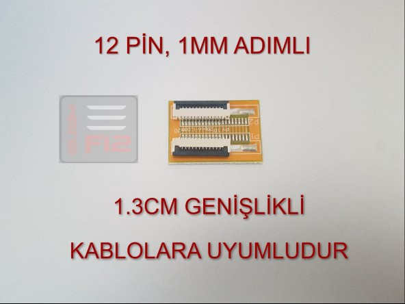 12 PİN 1MM ADIMLI FLEX KABLO UZATICI FFC UZATMA SOKETİ FLEKS EKLEME BİRLEŞTİRME APARATI KONNEKTÖRÜ