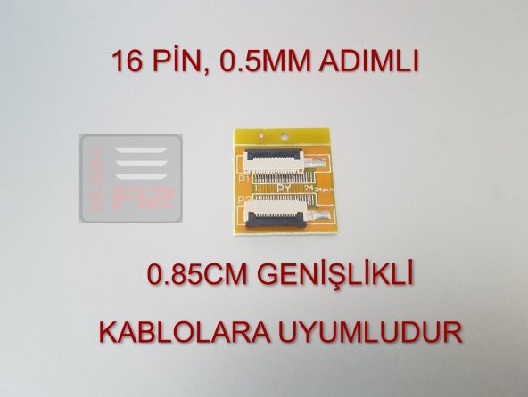16 PİN 0.5MM ADIMLI FLEX KABLO UZATICI FFC UZATMA SOKETİ FLEKS EKLEME BİRLEŞTİRME APARATI KONNEKTÖRÜ