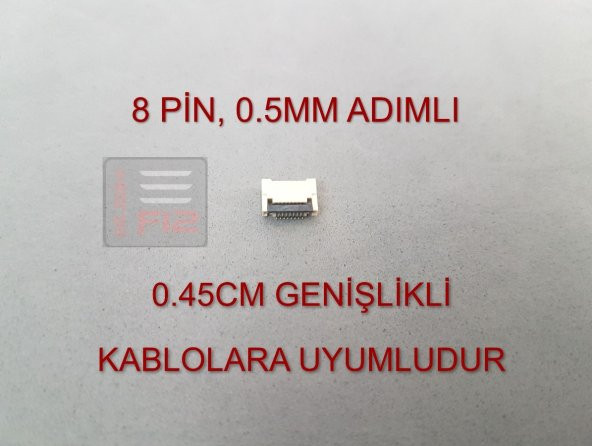 8 PİN 0.5MM ADIMLI FLEX KABLO SABİTLEYİCİ FFC KONNEKTÖR SOKETİ SABİTLEME FLEKS BAĞLAMA APARATI
