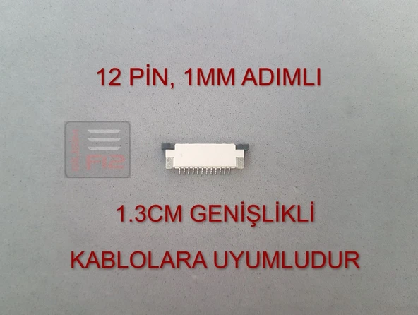 12 PİN 1MM ADIMLI FLEX KABLO SABİTLEYİCİ FFC KONNEKTÖR SOKETİ SABİTLEME FLEKS BAĞLAMA APARATI