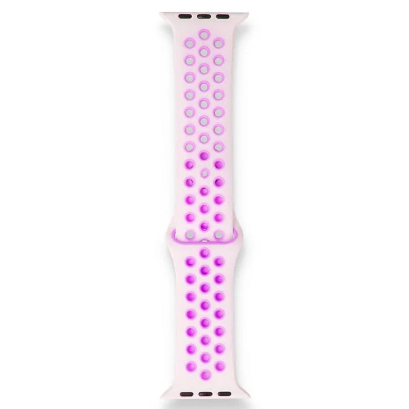 Apple Watch 38-40mm Silikon Kayış - Beyaz/Pembe - Resim 2