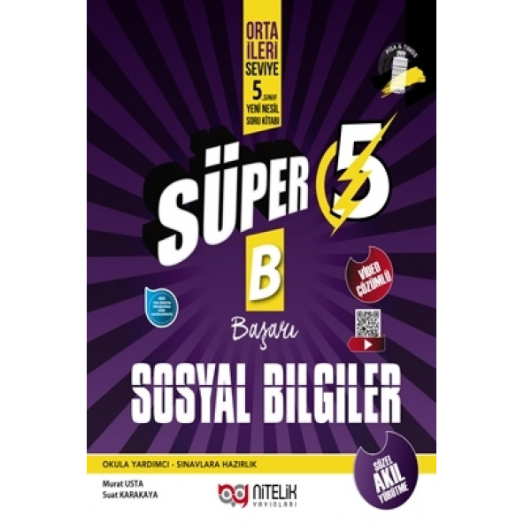 Nitelik Yayınları Süper 5. Sınıf Sosyal Bilgiler B Başarı Orta - İleri Seviye Yeni Nesil Soru Kitabı
