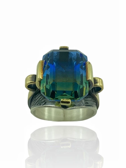 El Üretim Doğal Alexandrite Taş Otantik 925 Ayar Gümüş Yüzük - Resim 5