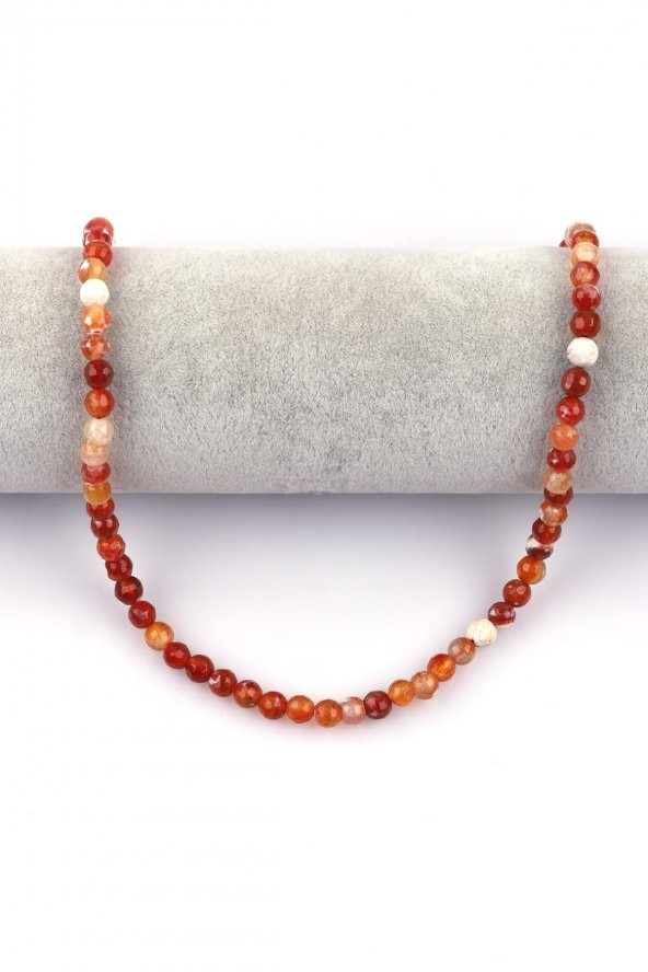 Açık Turuncu Akik Doğal Taş Dizi 6 mm Fasetli Küre Kesim - Resim 2