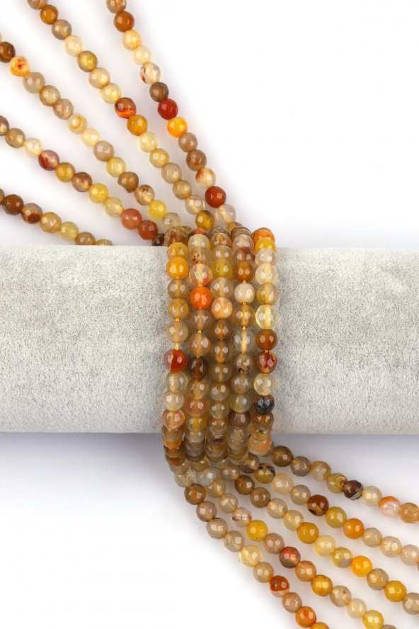 Sarı Akik Doğal Taş Dizi 6 mm Fasetli Küre Kesim ürün görseli