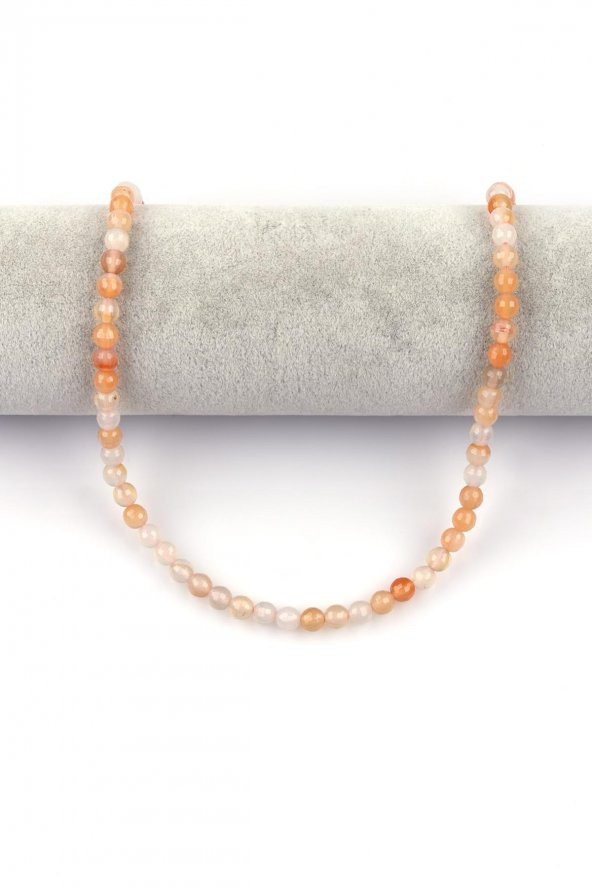 Açık Turuncu Akik Doğal Taş Dizi 6 mm Fasetli Küre Kesim - Resim 2