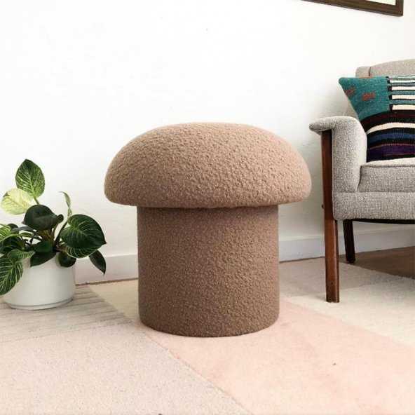 Mantar Puf Mushroom Renkli Puf Teddy Kumaş Bench - 2