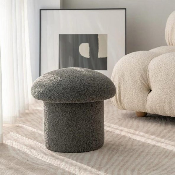 Mantar Puf Mushroom Renkli Puf Teddy Kumaş Bench - 3