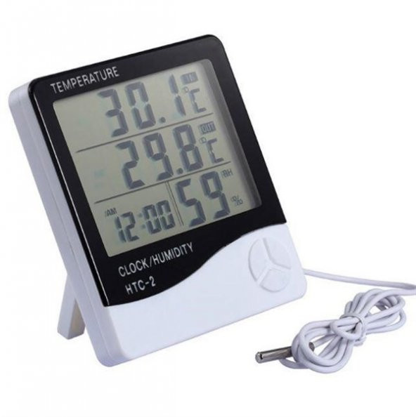 Dijital Termometre Isı Sıcaklık Nem Ölçer Saat Alarm (3791)