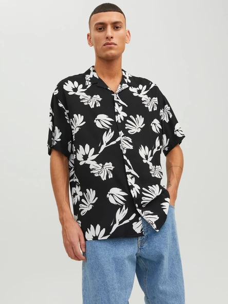 JACK JONES Çiçek Desenli Kısa Kollu Erkek Gömlek 12233536