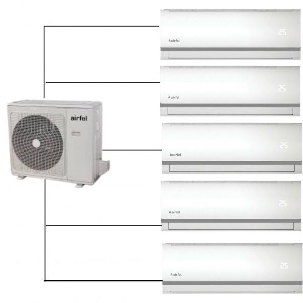 Airfel Duvar Tipi Multi Klima 42000 BTU 1 Dış + 5 İç Ünite 9+9+9+9+9 5LMX125N