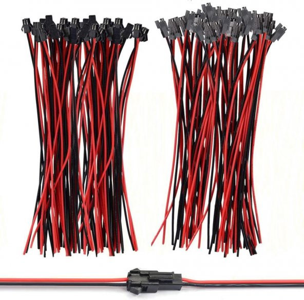 2 Pin Erkek+Dişi DC Kablo - Siyah - 10 Takım