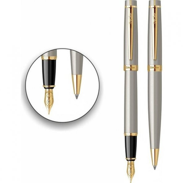 Scrikss 38 Dolmakalem+tükenmez Saten Altın - 2