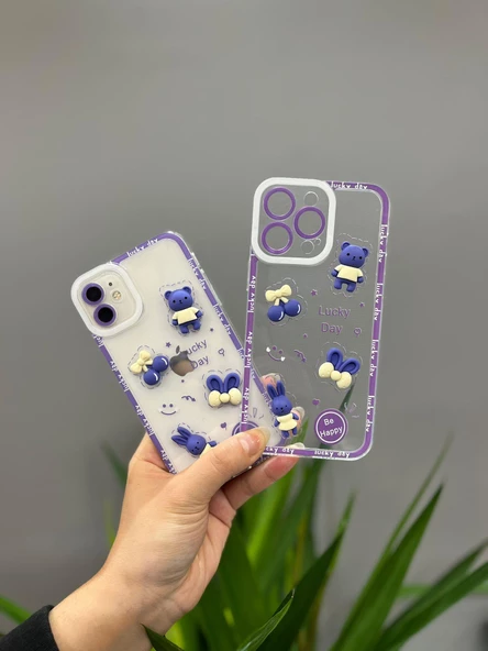 Iphone 14 Pro Max Uyumlu Sevimli Şeffaf Ayıcıklı Silikon Tasarım Kılıf