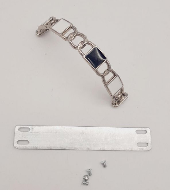 Angel Çanta Aksesuar Siyah Beyaz Kare Desenli Gümüş Çanta Tutma Sapı - Resim 3