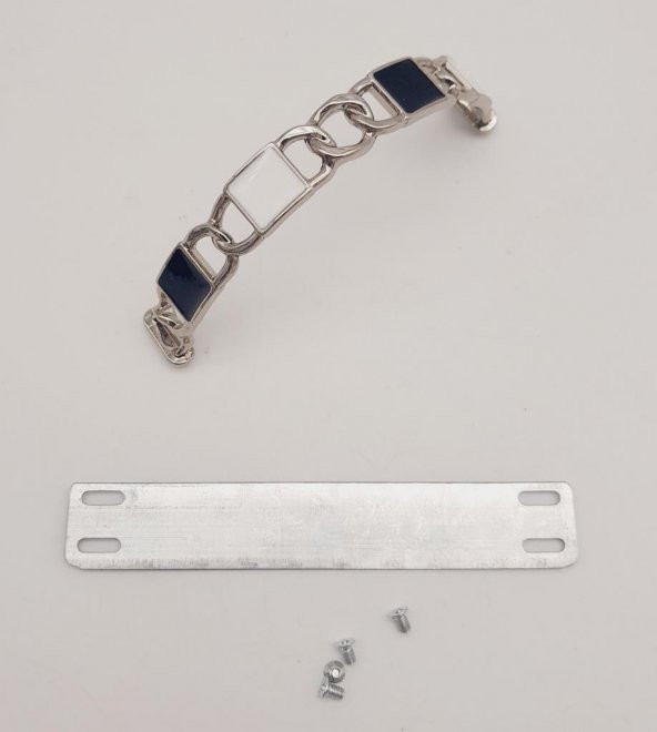 Angel Çanta Aksesuar Siyah Beyaz Kare Desenli Gümüş Çanta Tutma Sapı - Resim 4