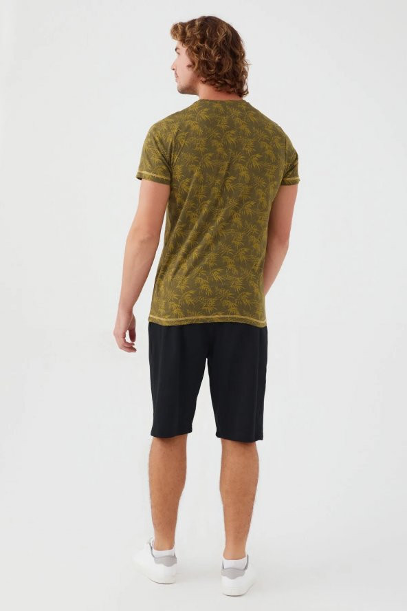 Bsm Erkek Kısa Kol Haki Bermuda Pijama Takım 2564 - 3