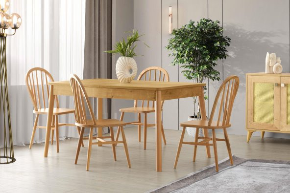 Erezoğulları Mobilya Safir Meşe Salon Yemek Masa Sandalye Takımı 90*145 - 6