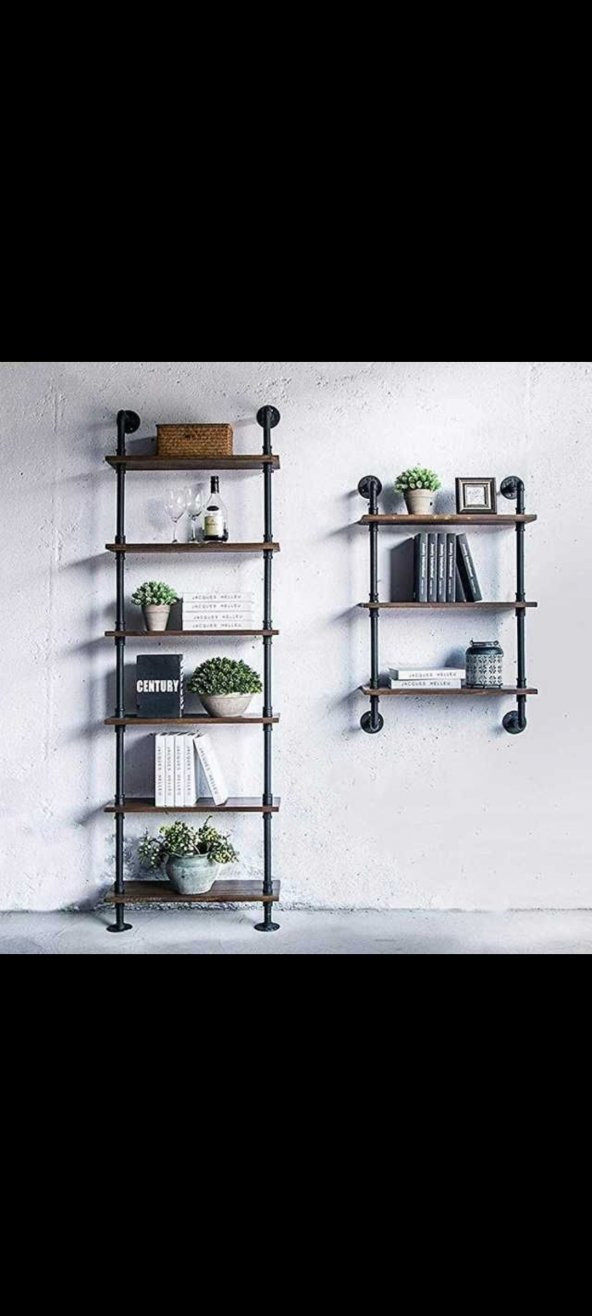 Dekoratif Duvara Borudan Raf 2li Set