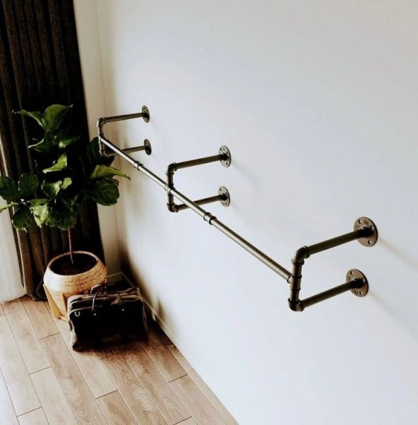 Dekoratif Duvara Borudan Askılık 200 cm - 2