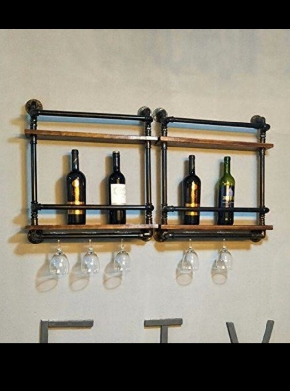 Dekoratif Duvara Borudan Raf 2 Adet