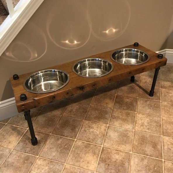 Dekoratif Borudan Kedi Köpek Mama Standı