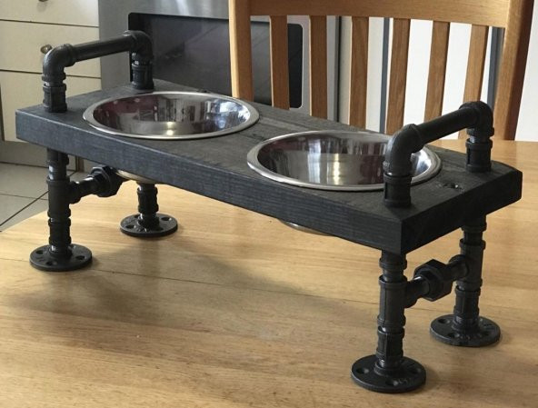 Dekoratif Borudan Kedi Köpek Mama Standı