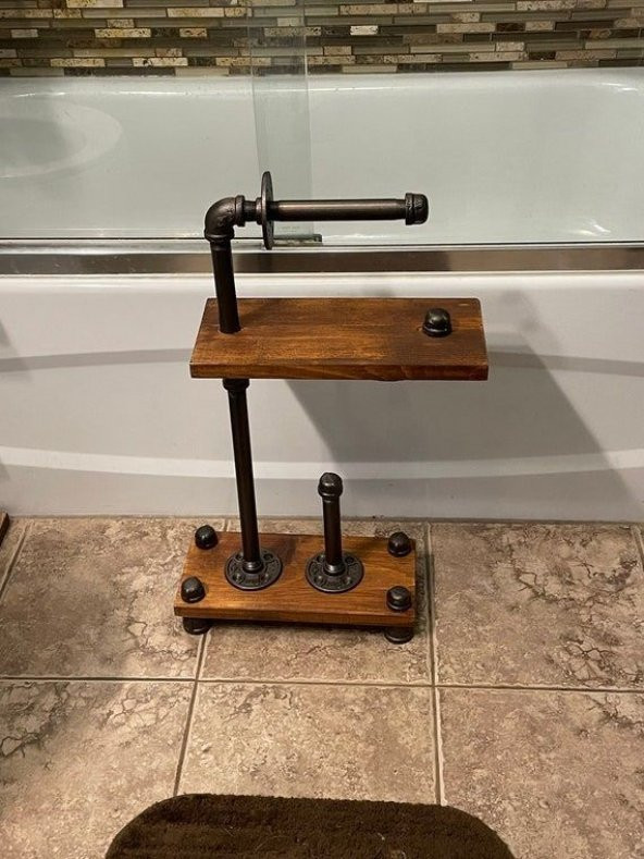 Dekoratif Borudan Tuvalet Kağıdı Askılık ve Raf