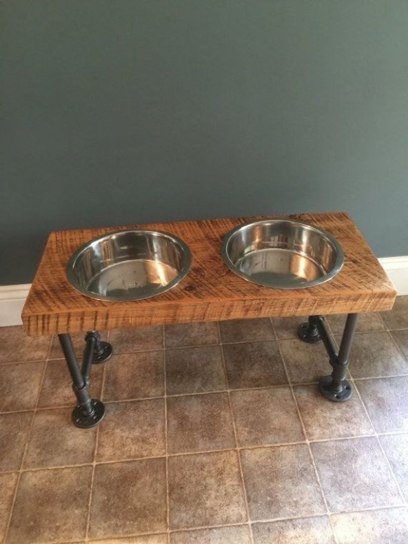 Dekoratif Borudan Kedi Köpek Mama Standı