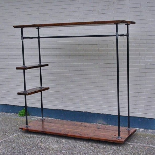 Dekoratif Borudan Raf ve Askılık 100 cm - 3