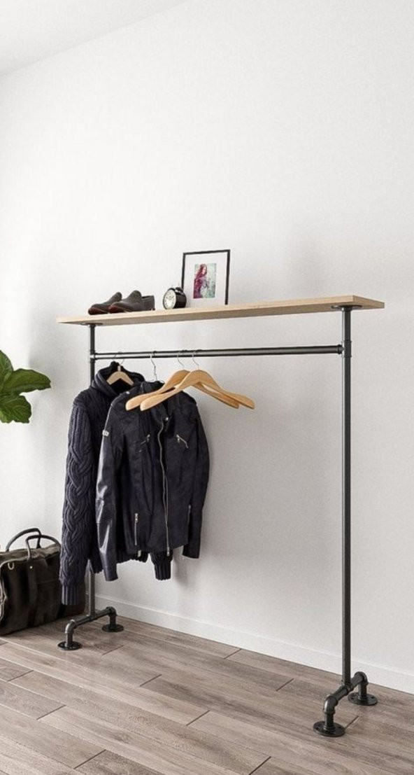 Dekoratif Borudan Raf ve Askılık 125 cm - 2