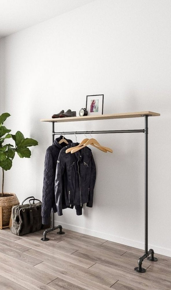 Dekoratif Borudan Raf ve Askılık 125 cm - 3