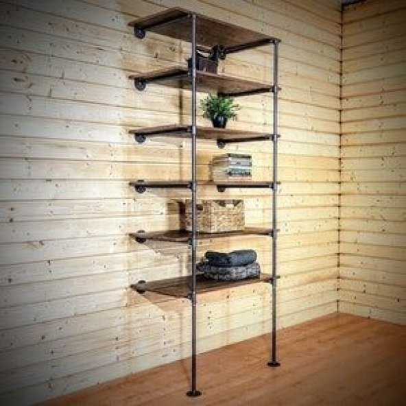 Dekoratif Borudan Raf ve Askılık 125 cm - 2