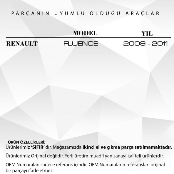 Renault Fluence için Ön Kapı Dıştan Açma Teli - 2