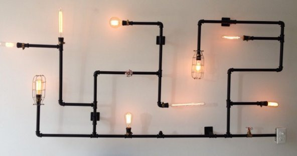 Dekoratif Duvara Borudan Aydınlatma Lambader - 2