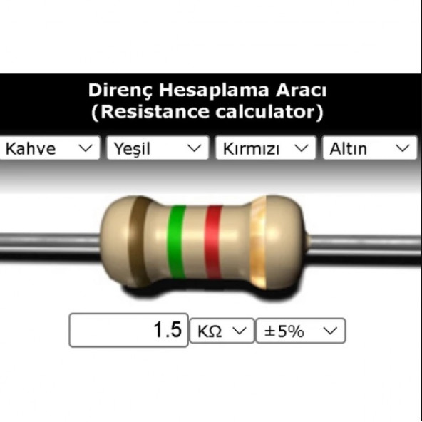 OEM 1.5 Kr (Kiloohm) Direnç 1/4 Watt (5 Adet)