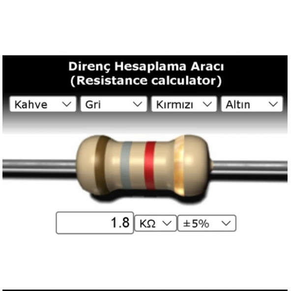 OEM 1.8 Kr (Kiloohm) Direnç 1/4 Watt (5 Adet)