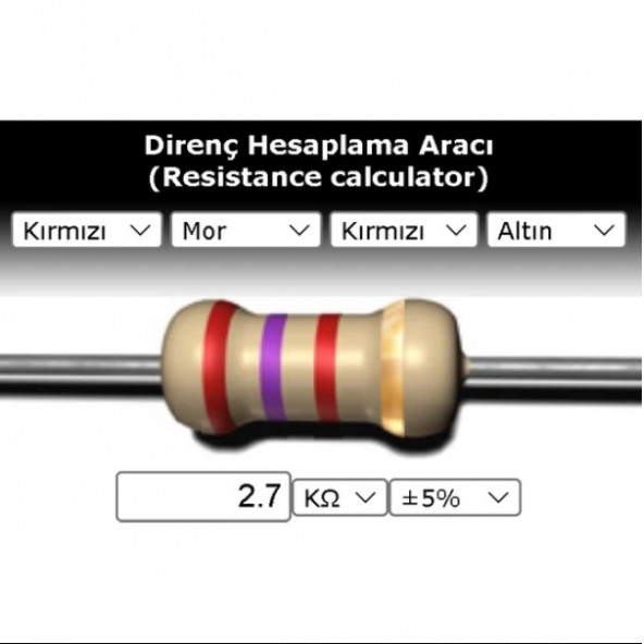 OEM 2.7 Kr (Kiloohm) Direnç 1/4 Watt (5 Adet)
