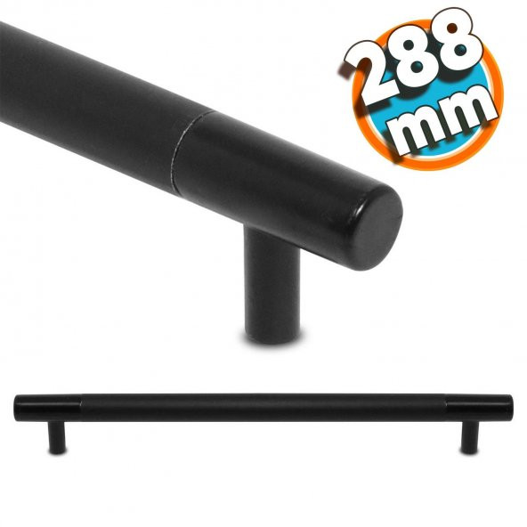 Mobilya Çekmece Dolap Kapak Kulpu Kulbu 288 mm Mat Siyah Metal Kulp