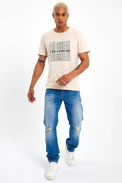 Süperlife Erkek Bisiklet Yaka Regular Fit Baskılı Tişort SPR23ts305 - 8