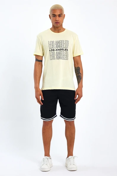 Süperlife Erkek Bisiklet Yaka Regular Fit Baskılı Tişort SPR23ts305