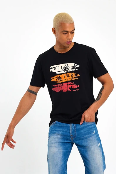 Süperlife Erkek Bisiklet Yaka Regular Fit Baskılı Tişort SPR23ts302 - 2